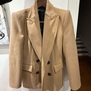 Zara Camel Double-Breasted Blazer